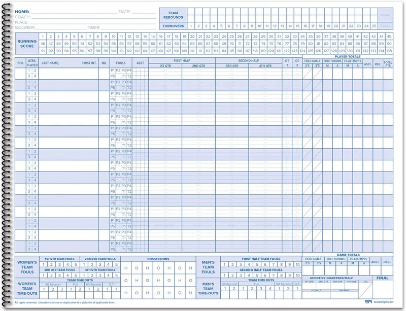 Score It Right Basketball Scorebook – 16-Player Men’s and Women’s Basketball Score Keeping Book – Basketball Game Score Book for Individual and Team Stats – 9.25 x 12-inch Hardcover Book - Image 5