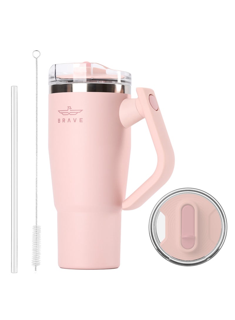 بريف تمب جارد تمبلر 950مل - 18/8 ستانلس ستيل ترافل ماج, ثيرمال كوفي كوب, 2-إن-1 ليكبروف ليد وذ سترو & روتيتينج هاندل, إنسوليتد هوت & كولد بيفيرج ماج, كار كوب هولدر كومباتيبيل, ديورابل & ريوسابل كوفي ترافل ماج (لايت بينك) - Image 1