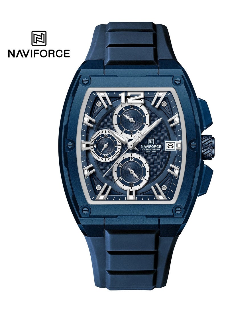 NAVIFORCE NF8050 Men Calendar Watch Male Waterproof TPU Strap Chronograph Quartz Wristwatches Man Waterproof Sport Date Clock 