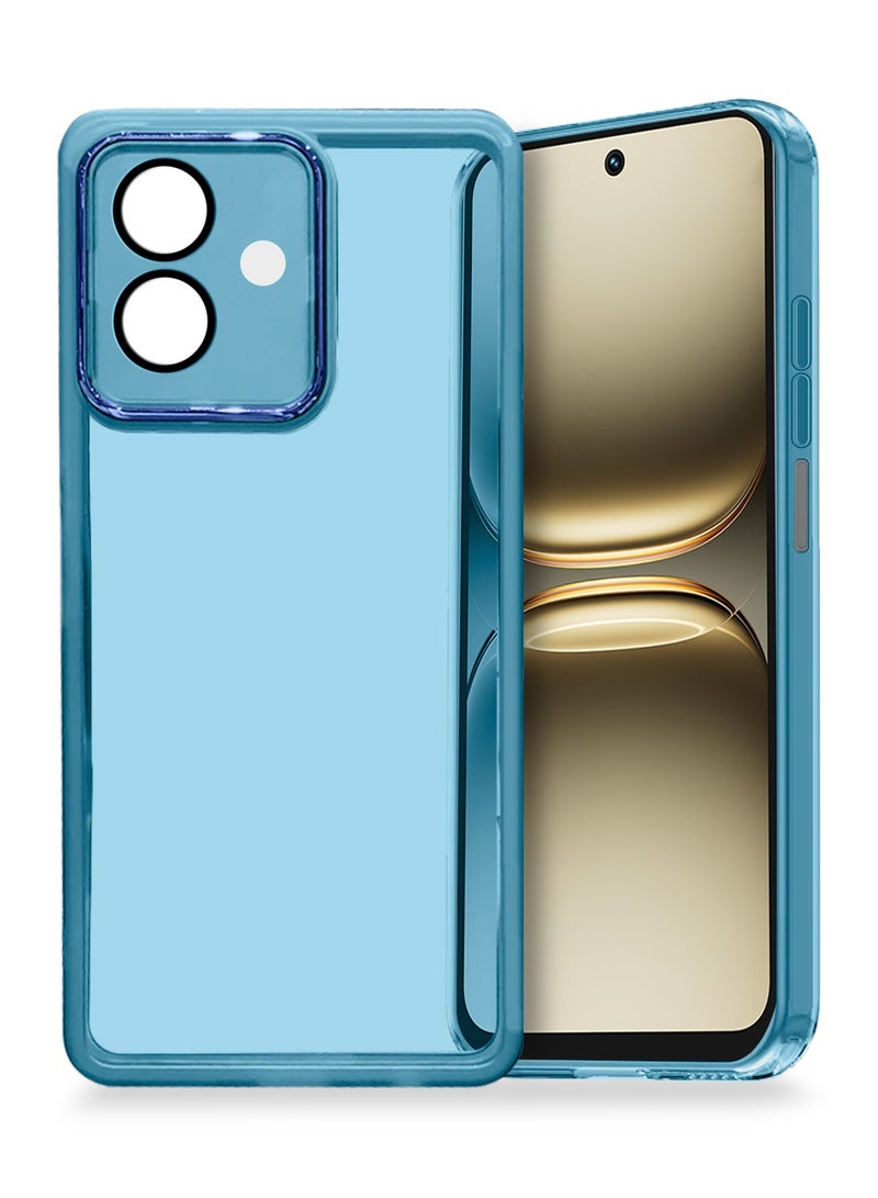 Wtech Tecno Spark Go 2 4G 2025 Soft Transparent TPU Camera Lens Protection Silicone Ultra Thin Phone Stylish Electroplated Camera Border Back Case Cover - Blue - Image 1