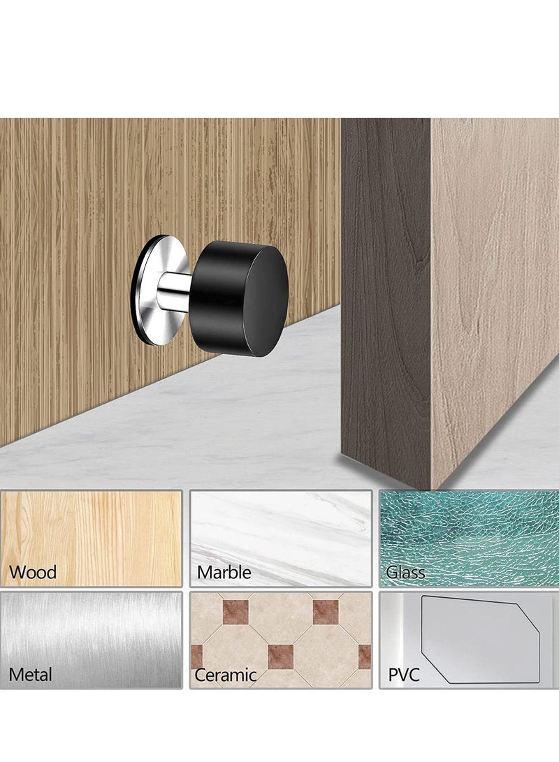 SYOSI 4 Pack Door Stops 4Pcs Extra Stickers Black Self Adhesive Stoppers Stainless Steel Stop with Sound Dampening Rubber Top for Home, Office Use Protect Furnitur Walls from Slamming - Image 2
