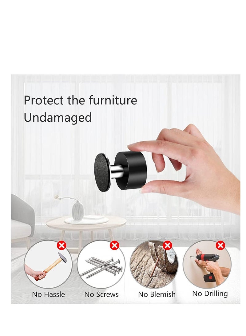 SYOSI 4 Pack Door Stops 4Pcs Extra Stickers Black Self Adhesive Stoppers Stainless Steel Stop with Sound Dampening Rubber Top for Home, Office Use Protect Furnitur Walls from Slamming - Image 3