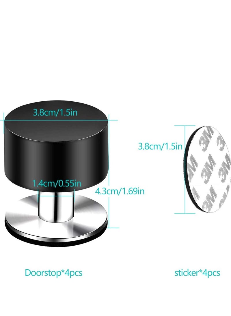 SYOSI 4 Pack Door Stops 4Pcs Extra Stickers Black Self Adhesive Stoppers Stainless Steel Stop with Sound Dampening Rubber Top for Home, Office Use Protect Furnitur Walls from Slamming - Image 4