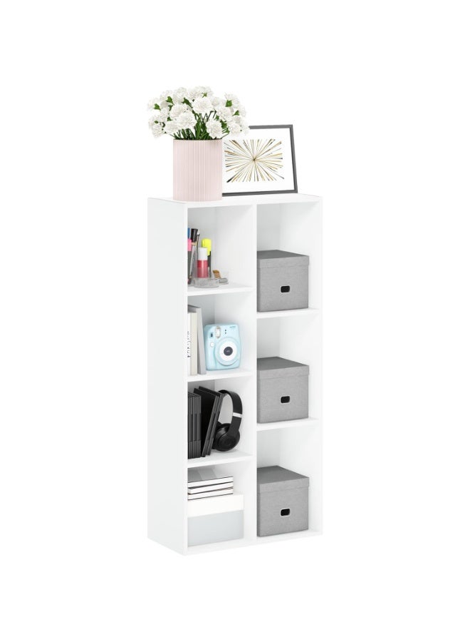 Chulovs 7-Cube Bookcase Bookshelf – 24cm x 50cm x 106cm, White For Living Room, Bedroom & Home Office - Image 1