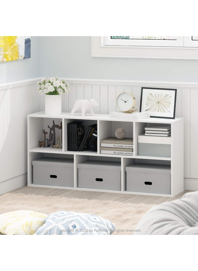 Chulovs 7-Cube Bookcase Bookshelf – 24cm x 50cm x 106cm, White For Living Room, Bedroom & Home Office - Image 2