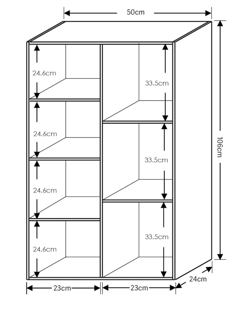 Chulovs 7-Cube Bookcase Bookshelf – 24cm x 50cm x 106cm, White For Living Room, Bedroom & Home Office - Image 3