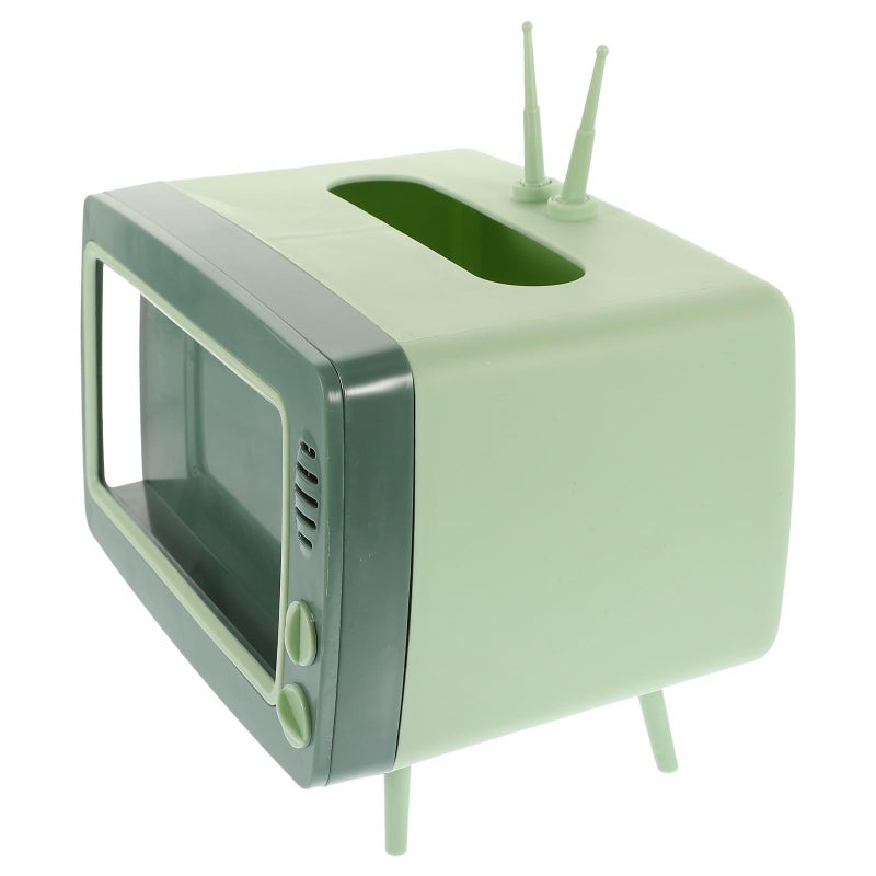 Creative TV Shaped Tissue Box Holder With Multi Use Napkin Storage In Grass Ink Green - Image 2