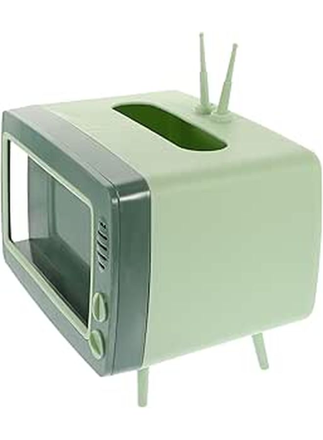 Creative TV Shaped Tissue Box Holder With Multi Use Napkin Storage In Grass Ink Green - Image 1