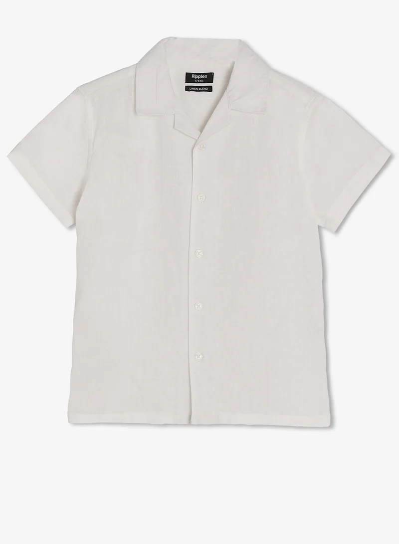 ريبلز مع نمشي Boys Linen Blend Resort Collar Shirt