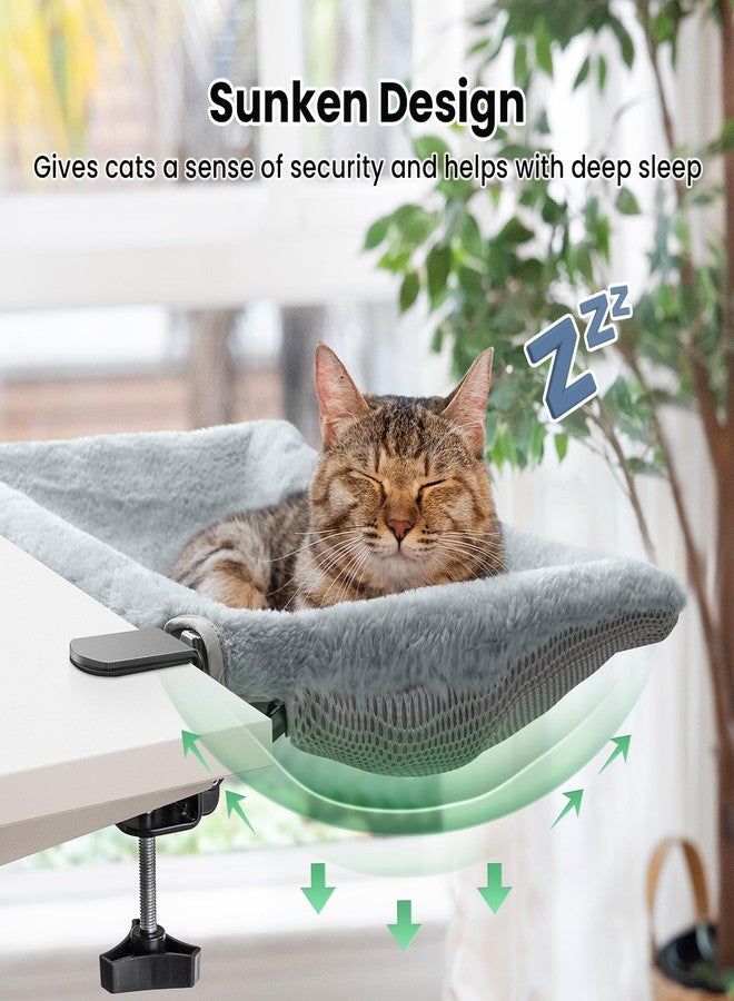 JUNSPOW Cat Bed for Desk with Foldable & Sunken Design,Cozy Faux Rabbit Fur cat Desk Bed for Home Working&Gaming Play,Sturdy Framework Maximum Hold Up to 33lb - Image 3