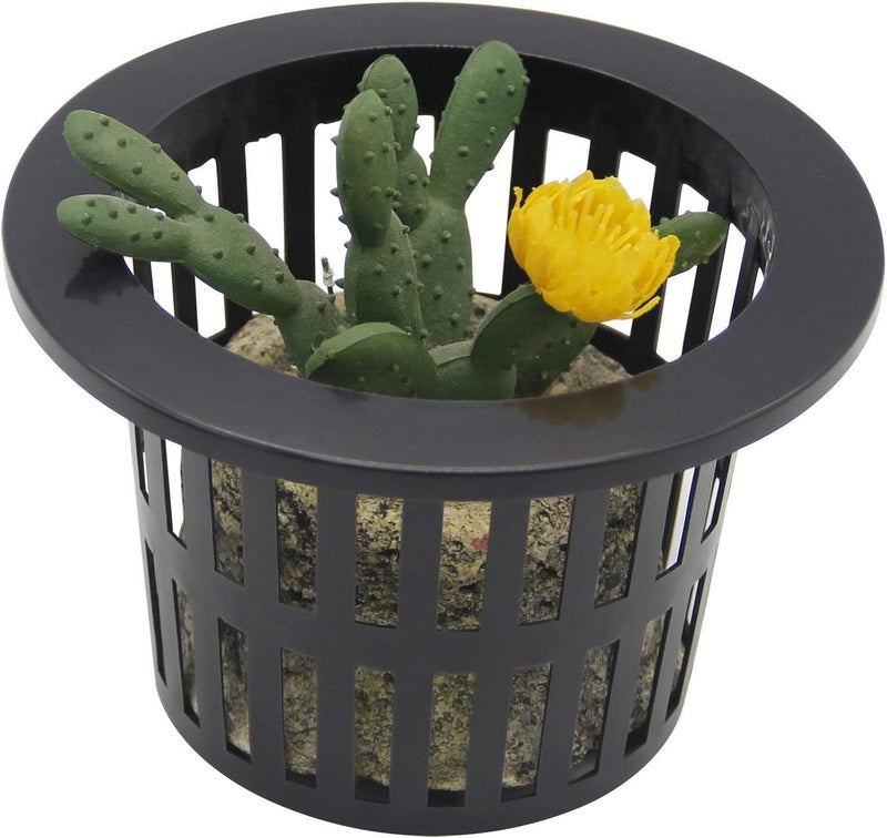 Tim Tim Agro Lightweight Economy Net Pots - Thin Lip & Slotted Sides - for Hydroponics & Aquaponics - UV Resistant - Indoor or Outdoor Growing - Black 4" Round Mesh Pot Cups - 12 Pack - Image 3