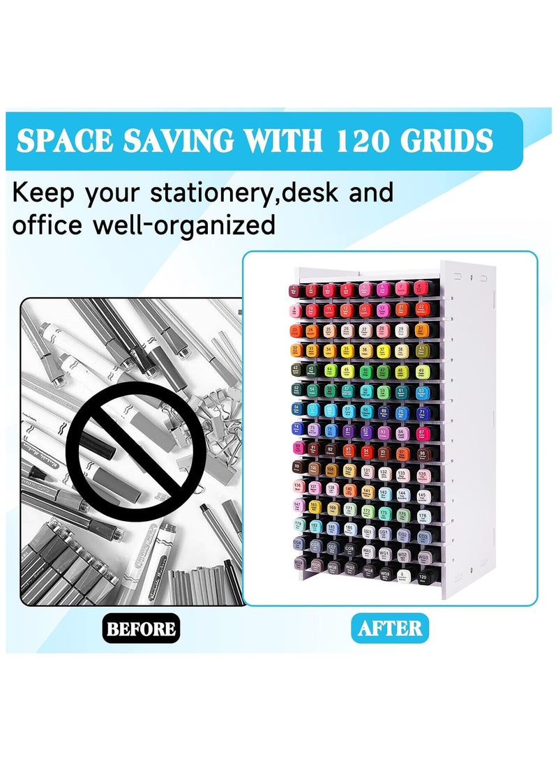 تي بي جي بي منظم أقلام تحديد، حامل منظم لـ 120 فتحة، تخزين للأقلام مع فاصل، حامل أقلام للفنون للأقلام، أقلام التلوين، فرش الرسم، حامل أقلام قابل للتعديل لتنظيم المكتب. - Image 4