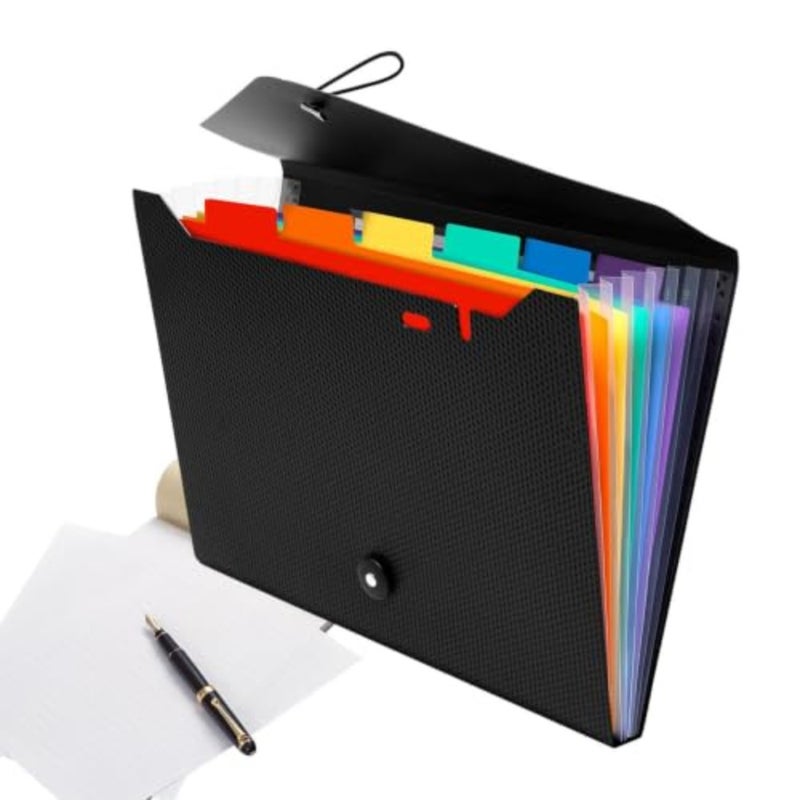 Accordian File Organizer Rainbow Colors High Capacity Elastic Buckle Accordion Folders for Bills, Letters, Papers, Receipts, Documents, Coupons, Notes, Cards, Tickets, Certificates - Image 1