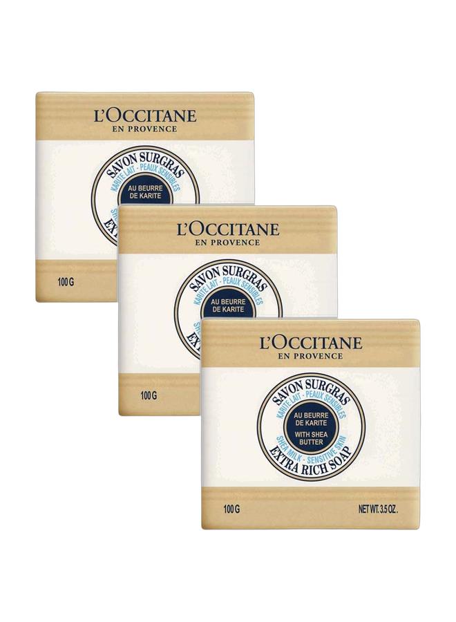 L'OCCITANE Shea Milk Sensitive Skin Extra Rich Soap 3.50 oz - Pack of 3 - Image 1