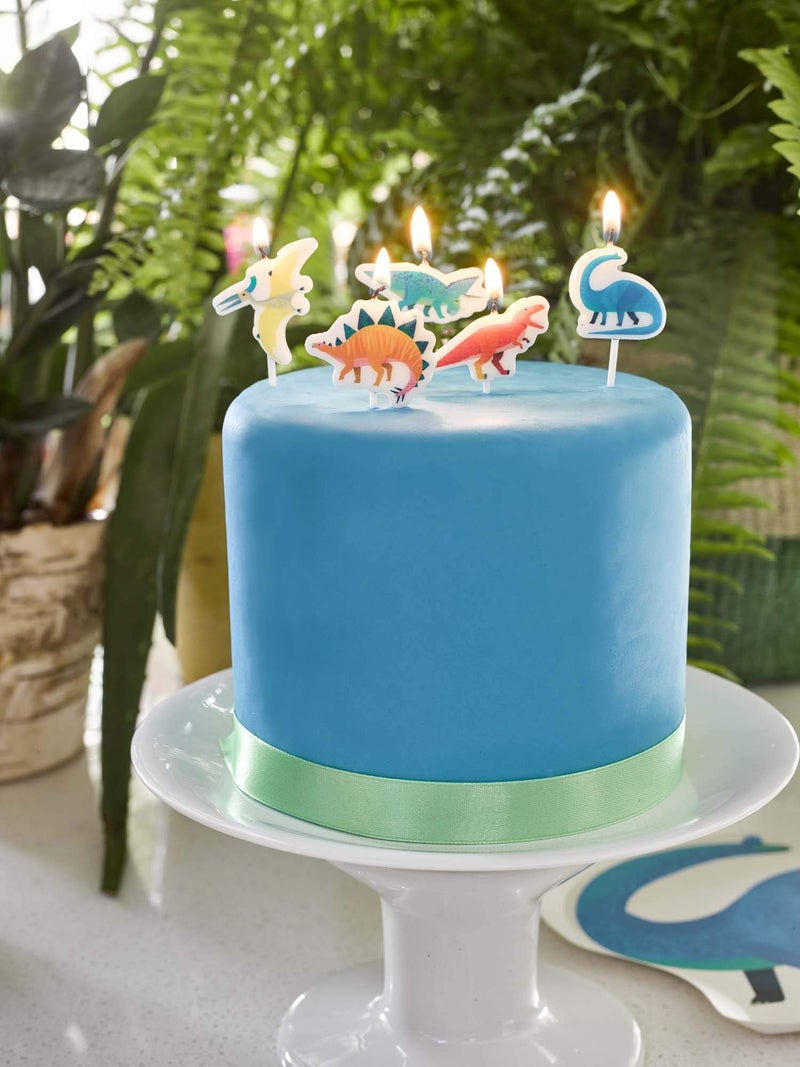 Talking Tables Dino Dinosaur Birthday Candle Cake Toppers, Pack of 5, Wax Height 3cm, 1", Mixed Colors - Image 2