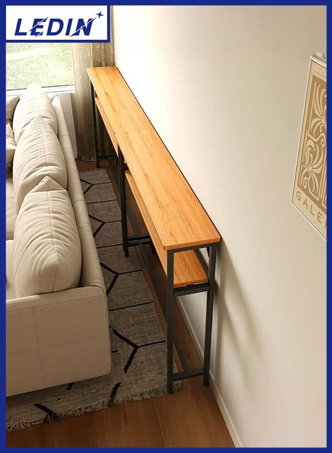 LEDIN Sofa Tables Narrow Long 2 Tier Console Table with Storage Behind Couch Table for Living Room Extra Long Console Tables for Entryway Hallway - Image 1