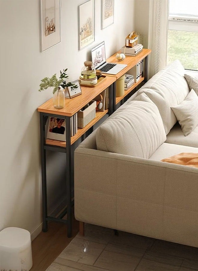 LEDIN Sofa Tables Narrow Long 2 Tier Console Table with Storage Behind Couch Table for Living Room Extra Long Console Tables for Entryway Hallway - Image 3