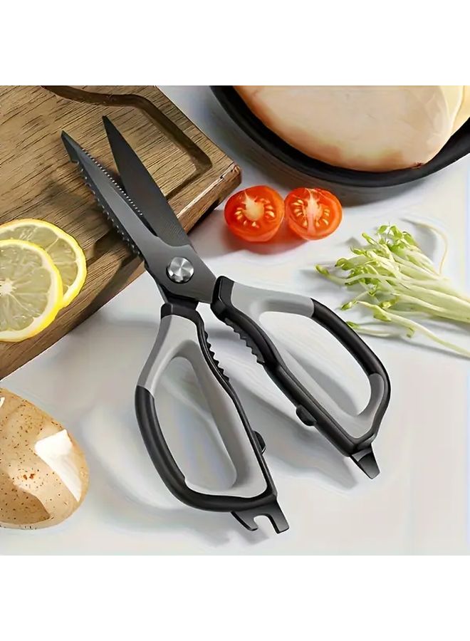 1pc Black Japanese Kitchen Scissors With Ergonomic Handle For Food Prep - Image 1