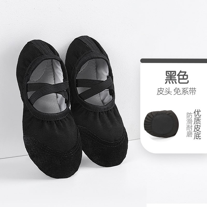 Generic Dance Shoes Womens Soft-soled Ballet Childrens Special Adult Chinese Dance Shoes Girls Cats Claw Dancing Flesh-colored Practice Shoes Black leather