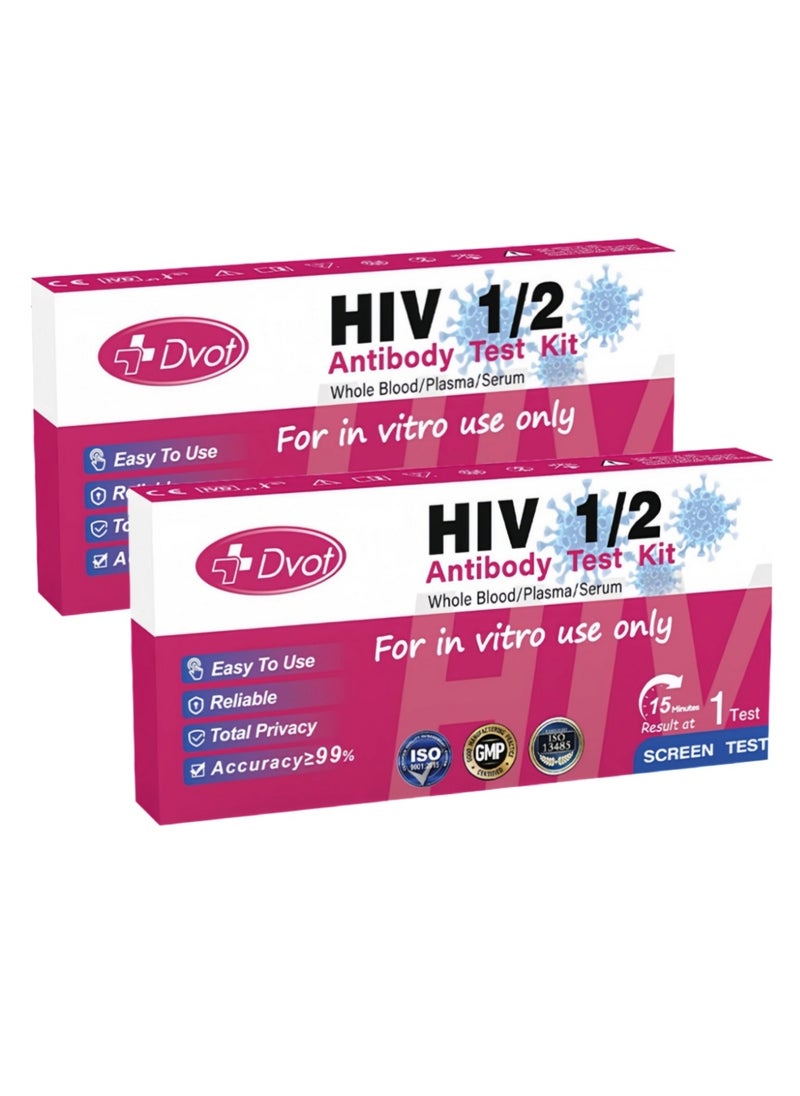 Dvot 2-PACKS HIV 1/2 Antibody Test Kit, For Home Use And Clinic Use， Results Are Available In 15 Minutes  - Image 1