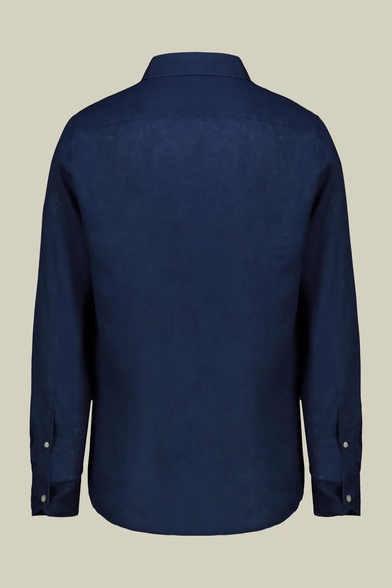 Doppelganger Blue Men's casual shirt with classic collar, 100% linen - Royal for Men | Best Price UAE