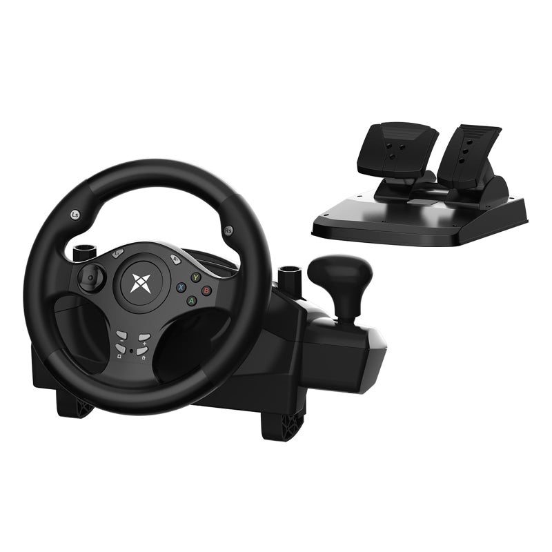 دويو عجلة قيادة ألعاب السباق، عجلة قيادة للكمبيوتر الشخصي، عجلة قيادة لعبة Driving Force Sim بزاوية 270 درجة مع تروس ودواسات سريعة الاستجابة للكمبيوتر الشخصي/PS3/PS4/XBOX ONE/XBOX 360/Nintendo Switch/Android - Image 1