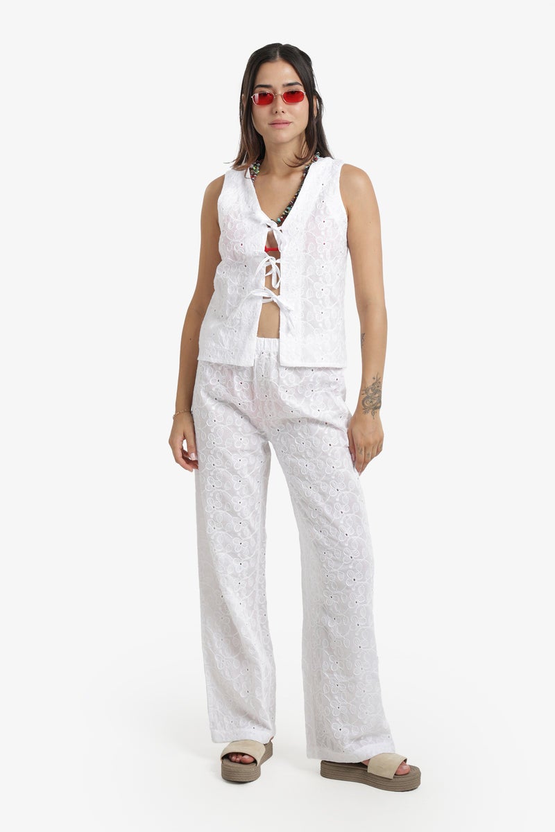 Carina Embroidered Tie Up Beach Set - Image 1