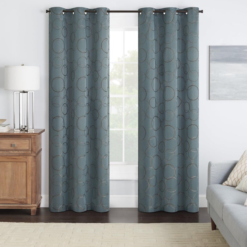 ECLIPSE Meridian Modern Blackout Thermal Grommet Window Curtain for Bedroom or Living Room 1 Panel 42 in x 84 in River Blue
