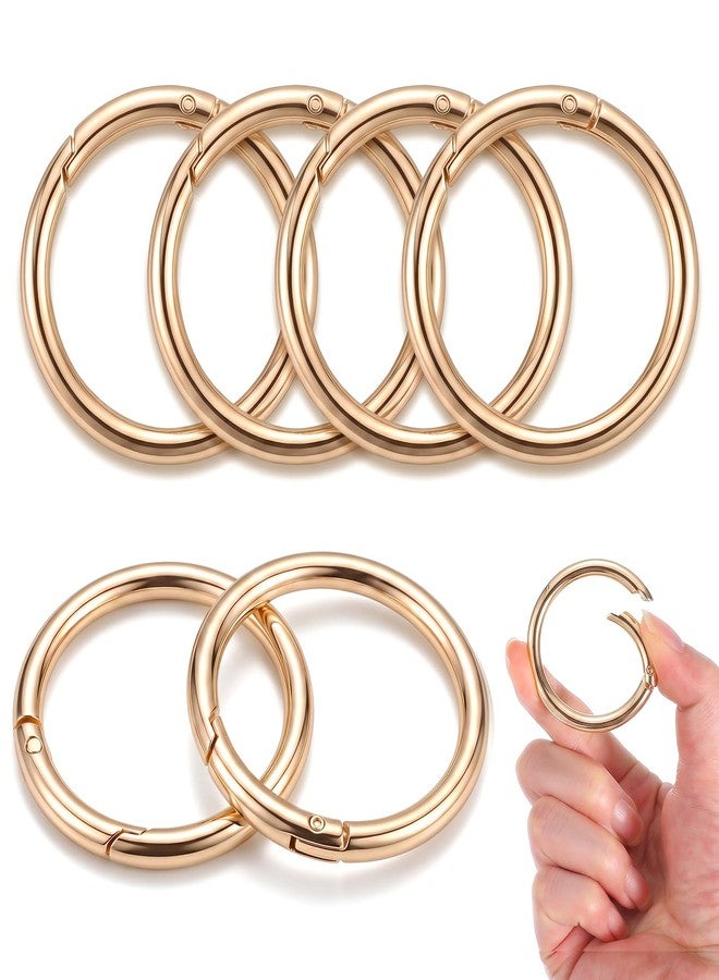 Thrymme 6 Pcs Spring O Ring, Gold Metal Circle Carabiner, Sturdy 2 Inch Key Ring, Flat Spring Rings for Key Chain, Purse, Handbag Strap, DIY Craft Accessories - Image 1