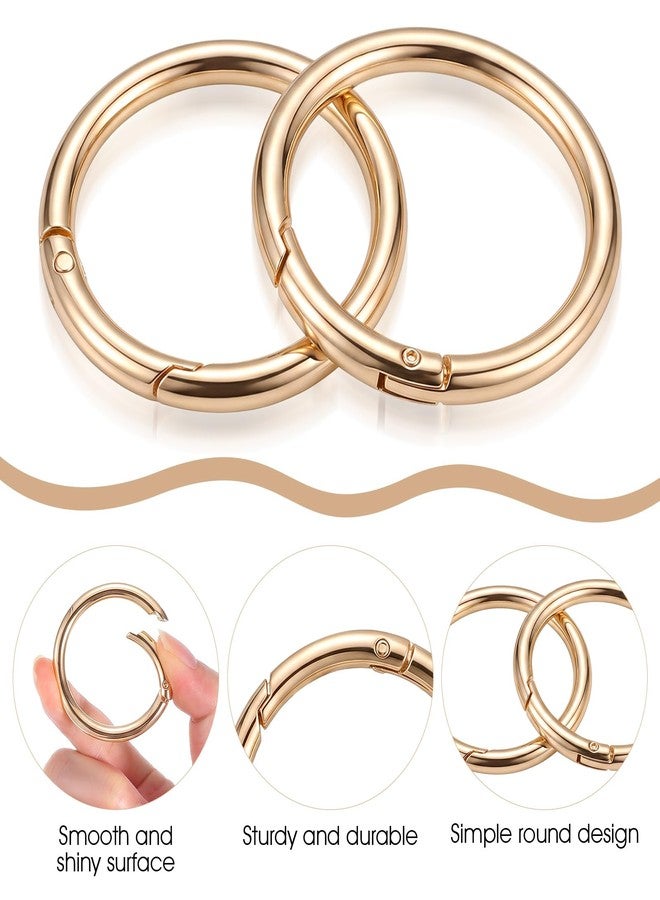 Thrymme 6 Pcs Spring O Ring, Gold Metal Circle Carabiner, Sturdy 2 Inch Key Ring, Flat Spring Rings for Key Chain, Purse, Handbag Strap, DIY Craft Accessories - Image 3