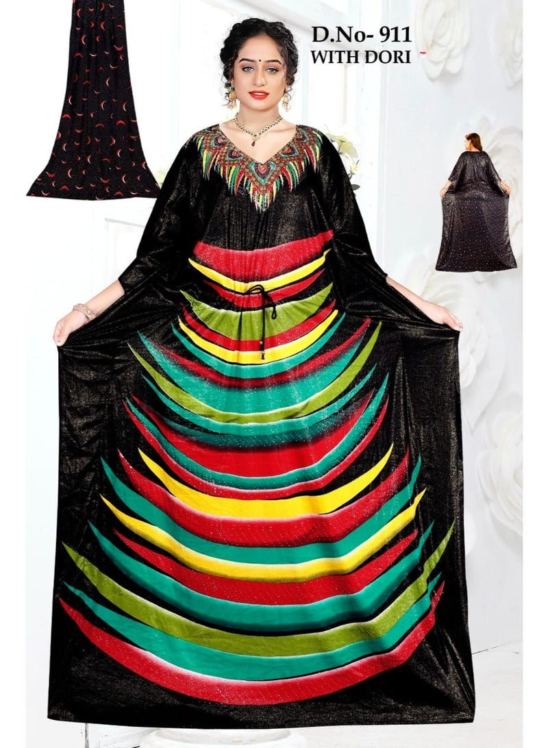 Saway Women's Dubai Kaftan Caftan Farasha Jalabiya Abaya Long Maxi Dress Top Tunic With Shela