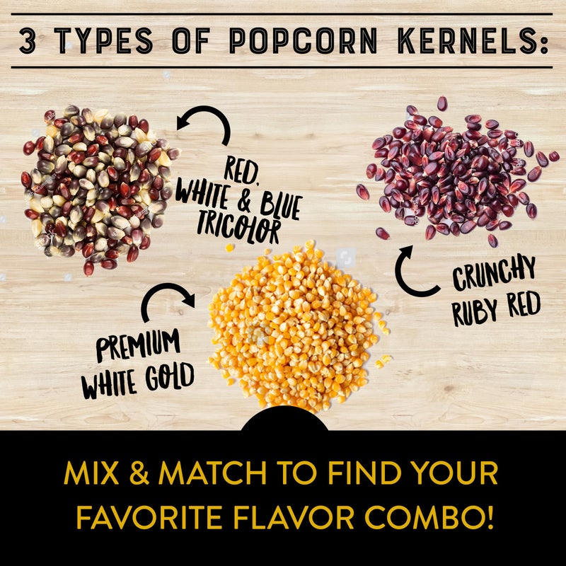 Urban Accents Movie Night Popcorn Gift Set - Includes 3 Gourmet Popcorn Kernel Varieties & 5 Flavorful Seasonings - Perfect Snack Gift Box for Parties, Holidays, or Movie Lovers - Image 4