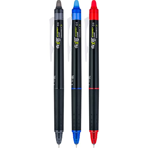 Pilot FriXion Synergy Clicker Erasable, Refillable, Retractable Gel Ink Pens, Extra Fine Point 0.5 mm, Pack of 3, Assorted Colors, FriXion Erasable Pens 0.5 - Ideal for School & Office Writing - Image 3