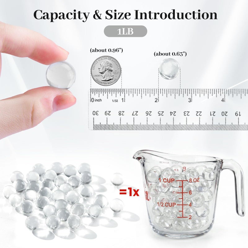 FUTUREPLUSX Clear Glass Marbles, 1LB Round Marble Beads Transparent Vase Fillers Decorative Glass Gem Pebbles for Decoration Collectibles Marble Games - Image 2