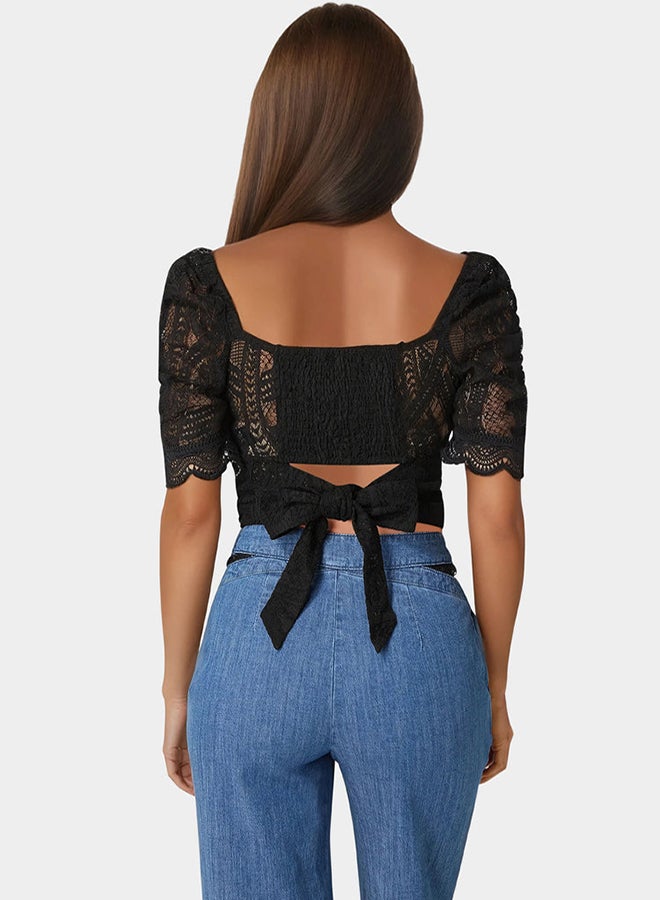 bebe Puff Sleeve Lace Top - Image 4