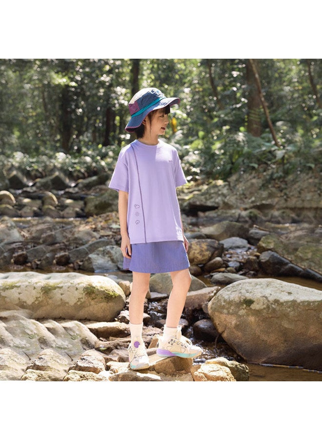 Ebaer Children'S Short-Sleeve T-Shirt, Summer New Style, Boys' Cool-Feeling T-Shirt, Girls' Printed Top, Lilac Purple, Size 160 - Image 1