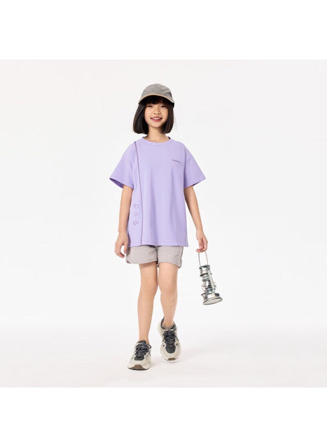 Ebaer Children'S Short-Sleeve T-Shirt, Summer New Style, Boys' Cool-Feeling T-Shirt, Girls' Printed Top, Lilac Purple, Size 160 - Image 3