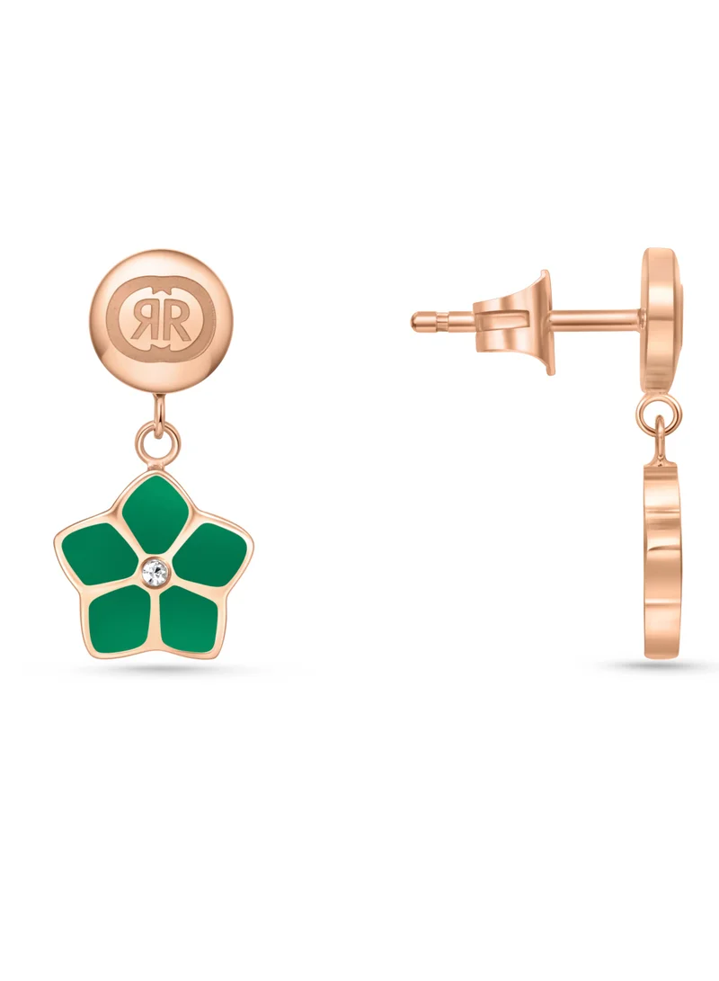 شيروتي 1881 Rosegold and Green Enamel Crystal Earrings for Women