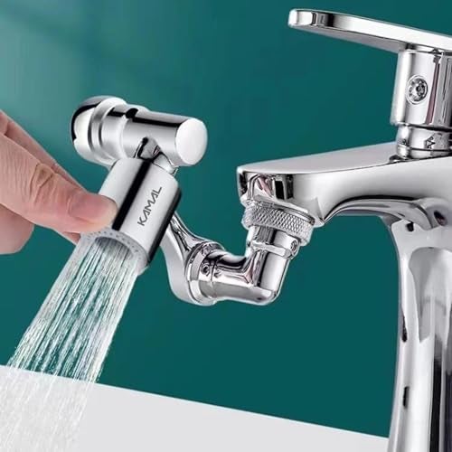KAMAL 1080° Full Brass Swivel Aerator Faucet Extender with 2 Water Modes Stream & Shower, Rotatable Robotic Arm Tap Extension, Universal Kitchen Bathroom Sink Attachment, Anti-Splash Water Saving - Image 2