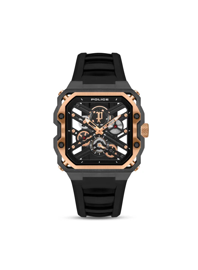 بوليس Disruptor I Men's 45mm Analog Watch with Black Dial & Silicone Strap