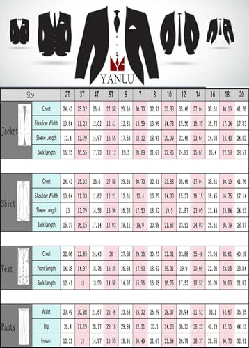 Yanlu Teenager Suits for Boys Christmas Red Slim Fit Wedding Tuxedo Ring Bearer Outfit Kids Prom Dresswear Boy Formal Suit Size 14 - Image 5