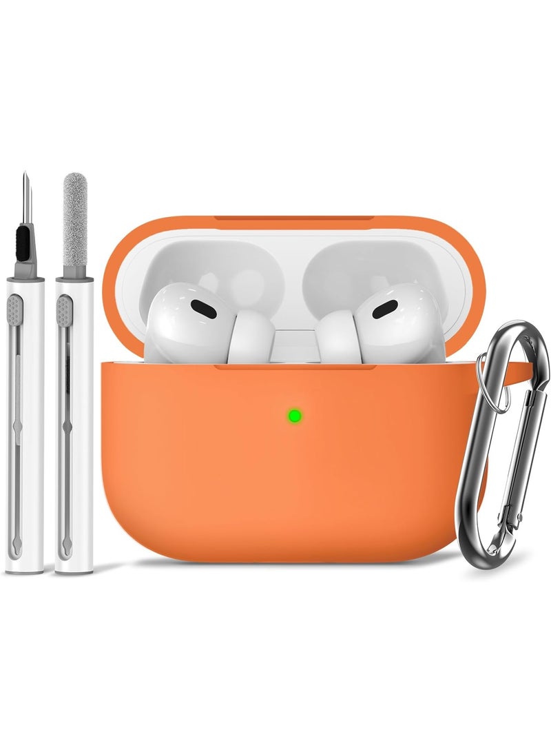 سجيت غطاء حماية من السيليكون الناعم لسماعات AirPods Pro 3 2025 مع عدة تنظيف وحلقة مفاتيح (برتقالي) - Image 1