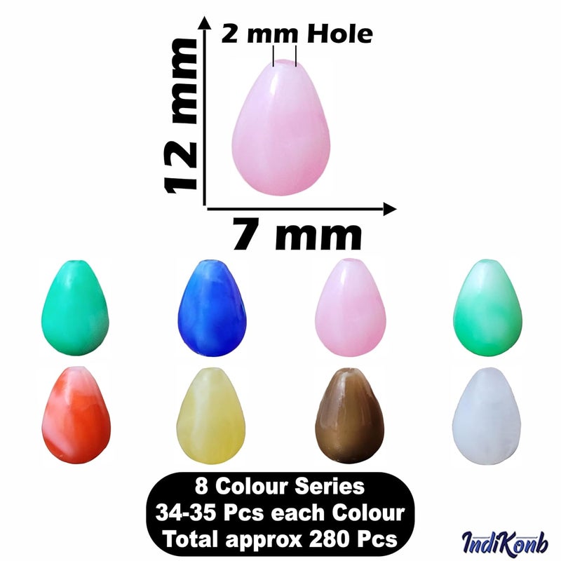 INDIKONB INDIKONB Acrylic Teardrop Beads Marble Print Set - 8 Colors, 35 Pcs Each Color - Total 280 Pcs, 12mm Plastic Beads for Jewelry Making  - Image 3