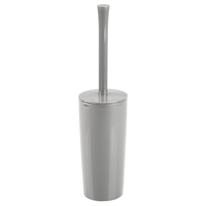 mDesign Slim Plastic Toilet Bowl Brush and Holder Set Modern Compact Storage Organizer Cleaner Scrubber for Toilet Heavy Duty Cleaning Plunger for Bathroom Aura Collection Gray