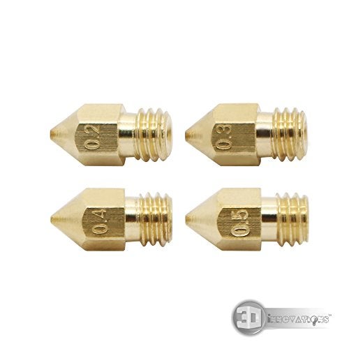 3DInnovations MK8 Extruder Nozzle Set 0.2mm, 0.3mm, 0.4mm & 0.5mm for 1.75mm Filament - Image 1