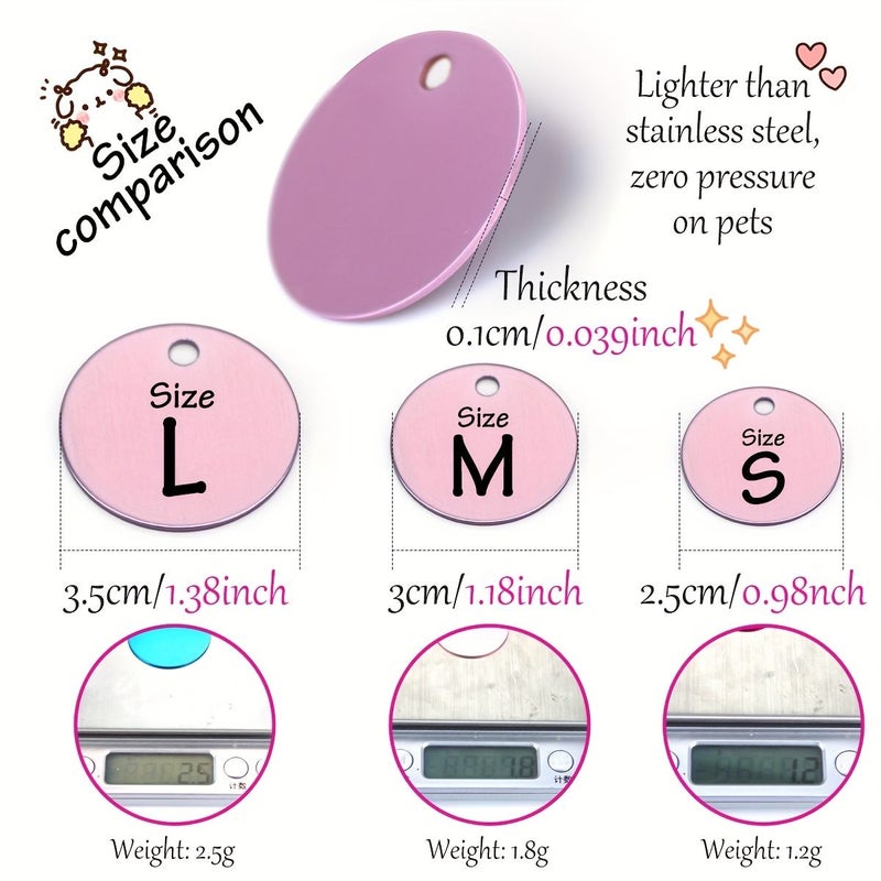 Dark Blue Round Shape Pet ID Tag With Customized Text Custom Engraving Small Label For Dog Cat Safety Anti Lost Pendant Multiple Colors Available Medium - Image 2