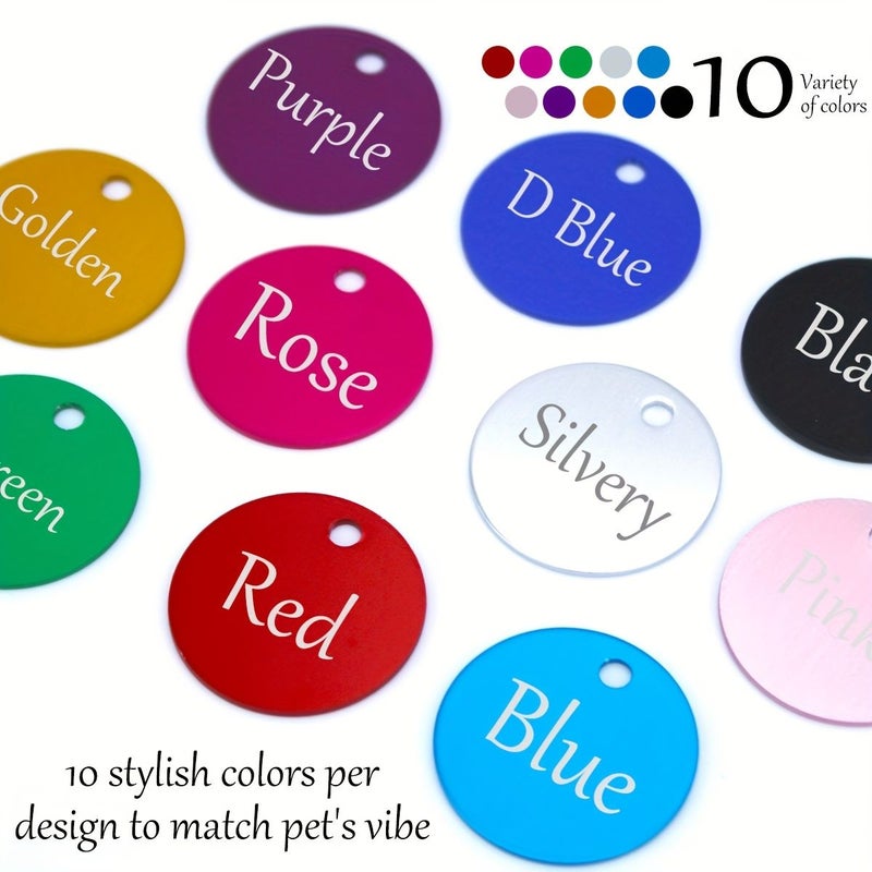 Dark Blue Round Shape Pet ID Tag With Customized Text Custom Engraving Small Label For Dog Cat Safety Anti Lost Pendant Multiple Colors Available Medium - Image 3