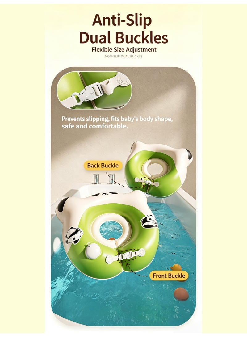 بي إس Cute Panda-Shaped Self-Inflating Baby Swim Ring (Built-in pump, inflates in 30 seconds), Safe & Leak-Proof Toddler Pool Float (With adjustable safety buckle), Soft PVC Water Play Aid for Kids (Suitable for summer beach, pool, and bath time) | Kids' Water Float Toy - Image 4