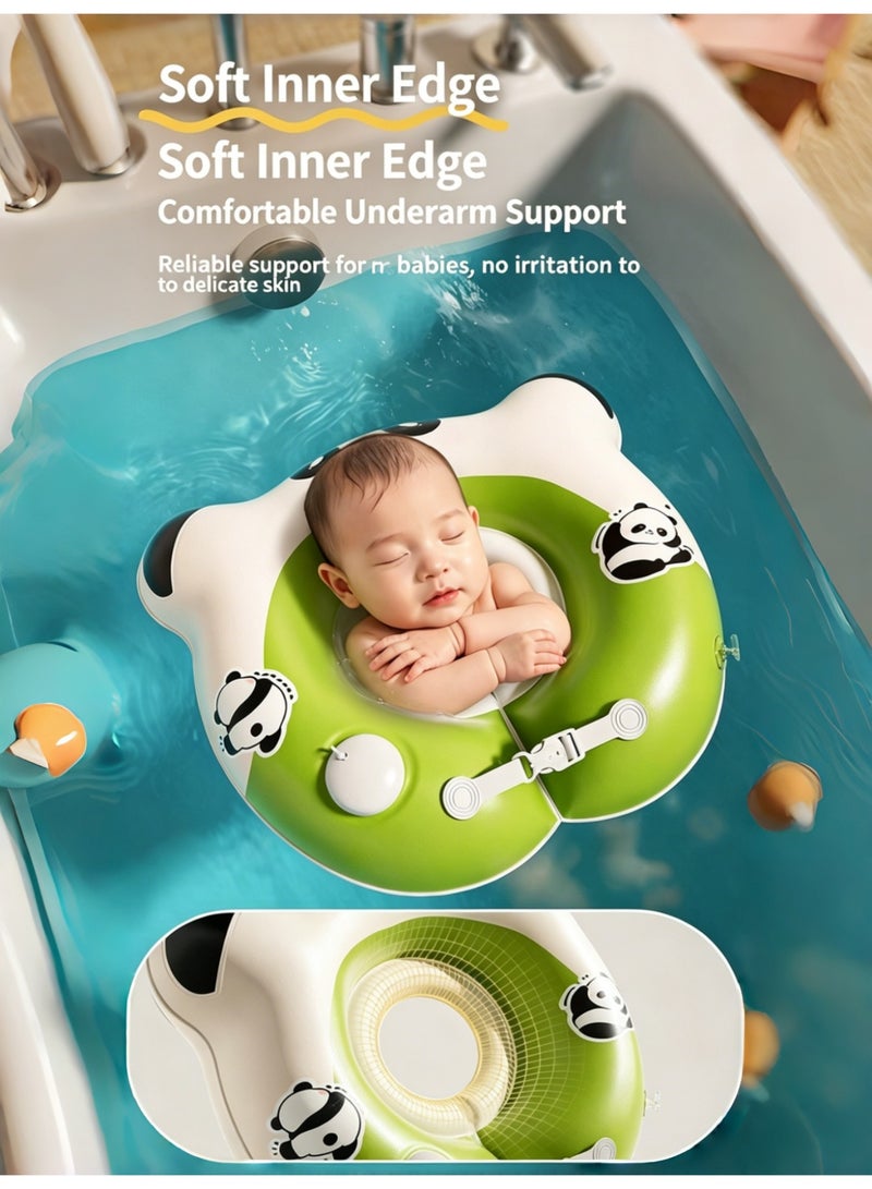 بي إس Cute Panda-Shaped Self-Inflating Baby Swim Ring (Built-in pump, inflates in 30 seconds), Safe & Leak-Proof Toddler Pool Float (With adjustable safety buckle), Soft PVC Water Play Aid for Kids (Suitable for summer beach, pool, and bath time) | Kids' Water Float Toy - Image 2