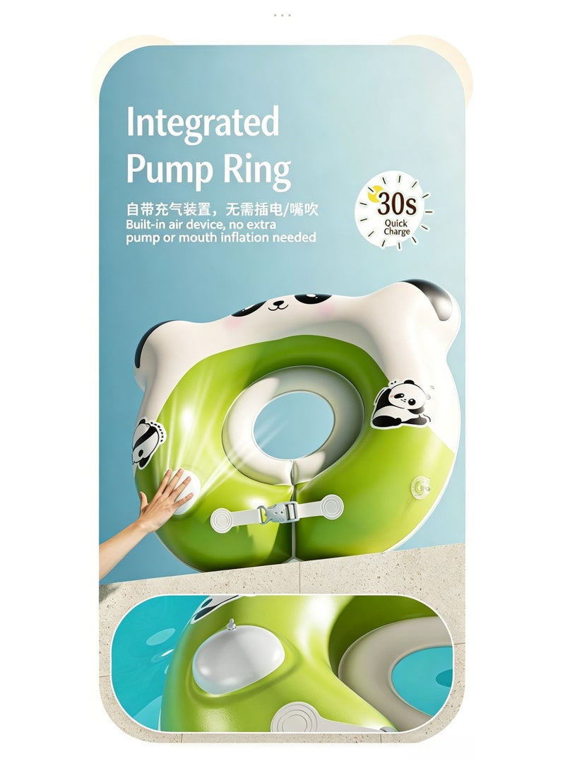 بي إس Cute Panda-Shaped Self-Inflating Baby Swim Ring (Built-in pump, inflates in 30 seconds), Safe & Leak-Proof Toddler Pool Float (With adjustable safety buckle), Soft PVC Water Play Aid for Kids (Suitable for summer beach, pool, and bath time) | Kids' Water Float Toy - Image 3